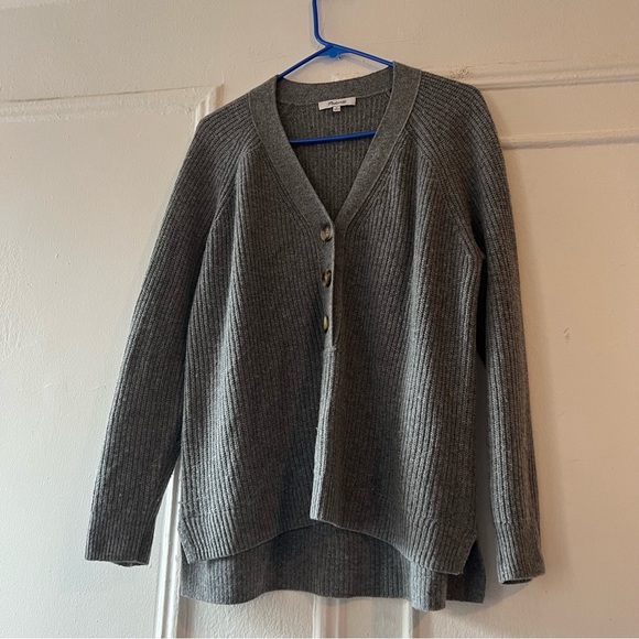 Madewell Lyle Henley Sweater size Medium Heather Grey - Picture 11 of 13